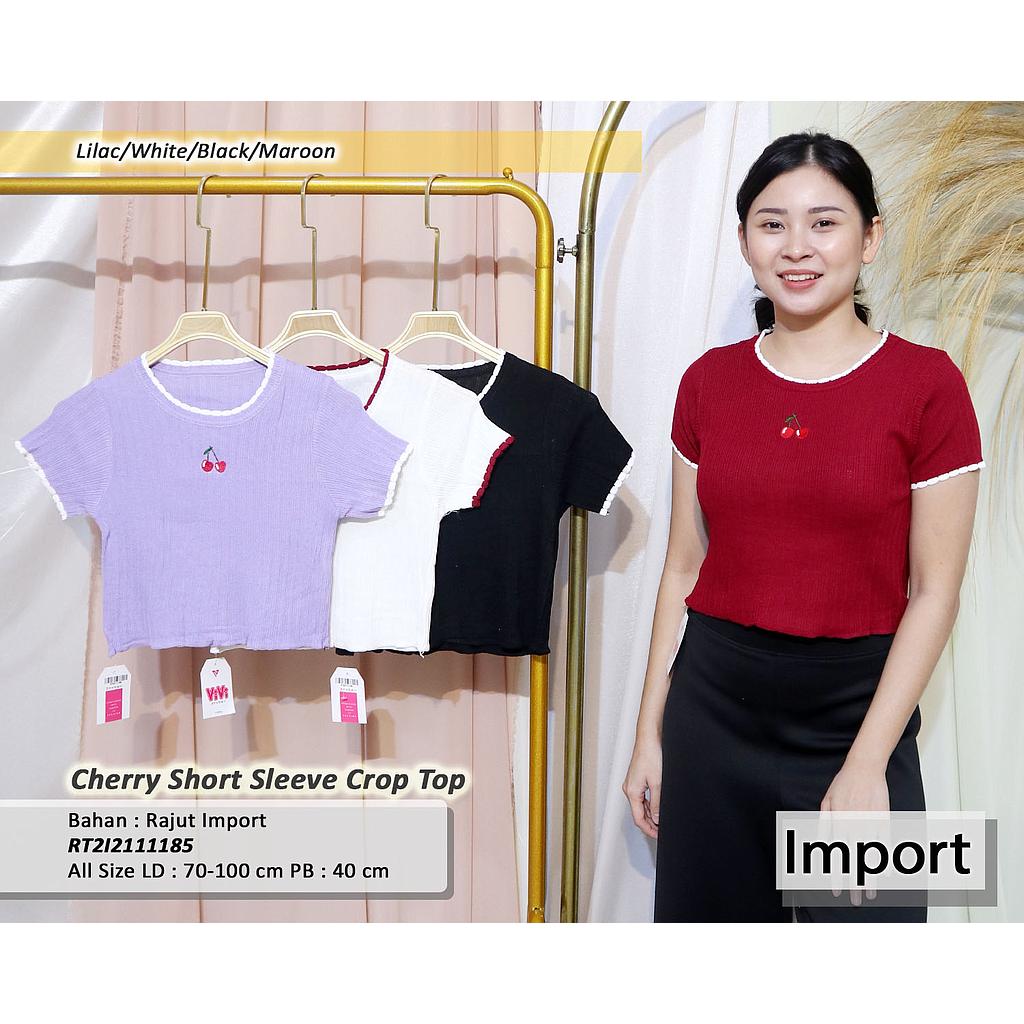 Cherry short sleeve crop top