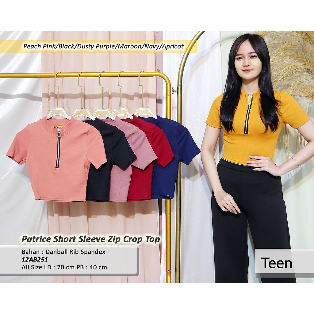Patrice Short Sleeve Zip Crop Top