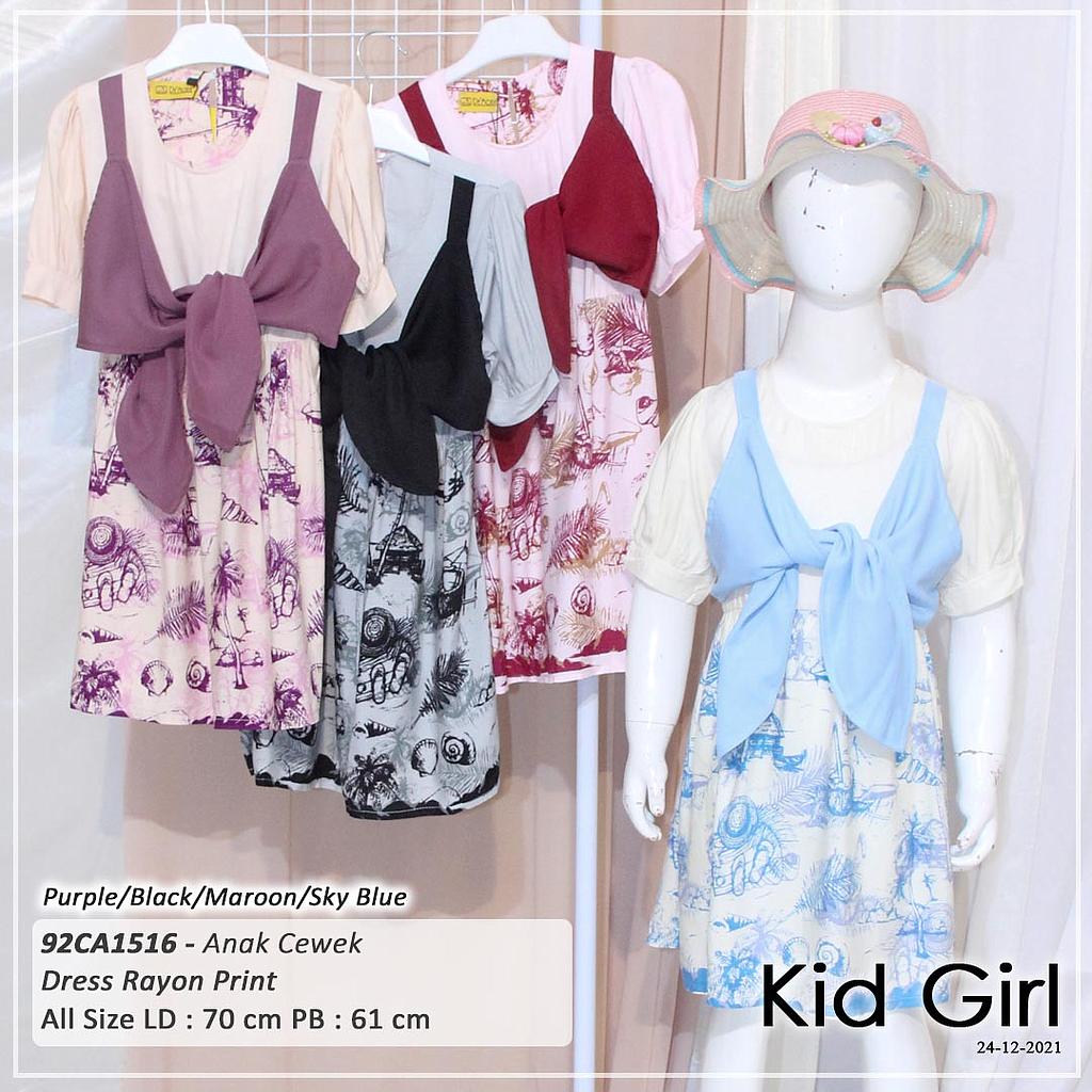 DRESS KID KOMBINASI TANGTOP IKAT DEPAN PINGGANG KERUT
