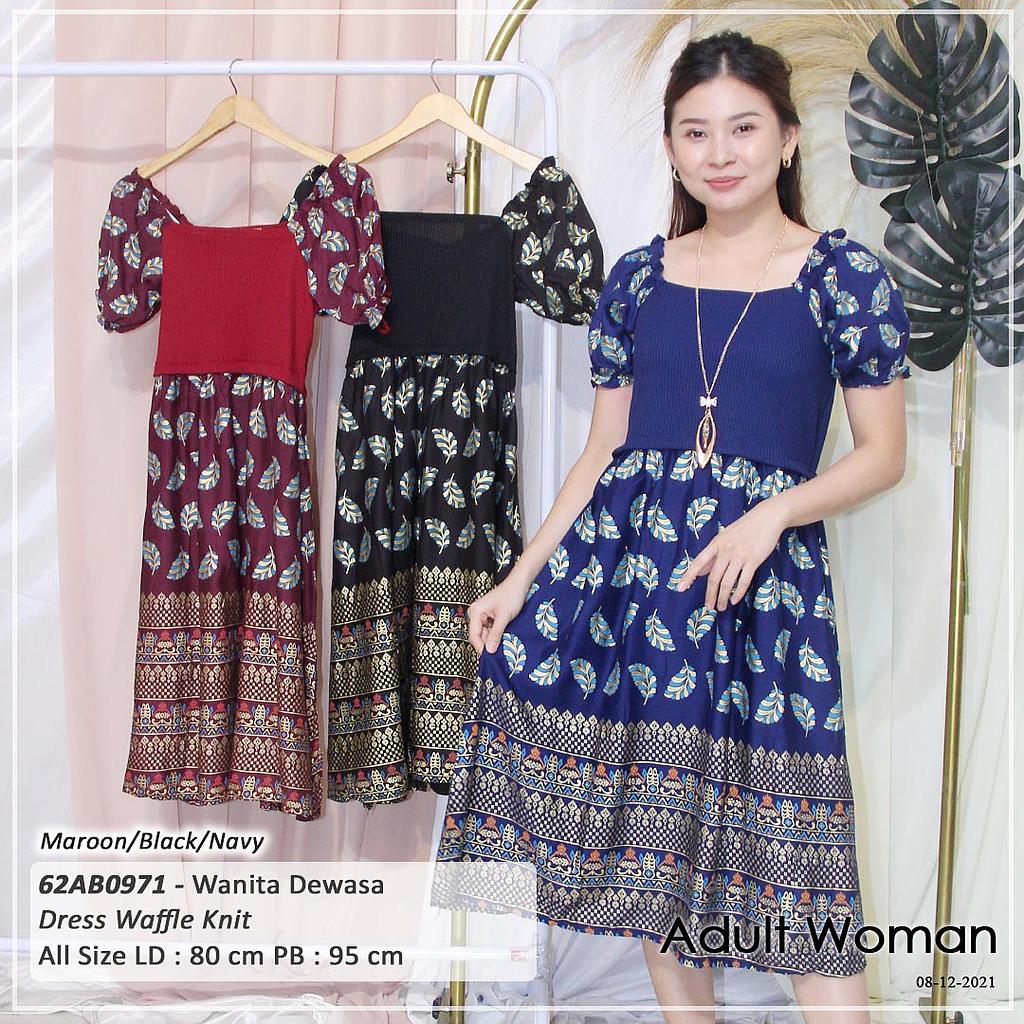 DRESS PUNDAK SABRINA TGN PDK UJ KARET PINGGANG KERUT + KALUNG