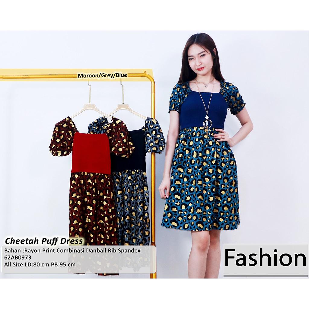 Cheetah puff  dress (AB097)