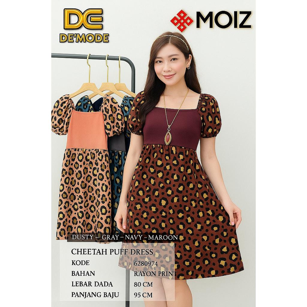 Cheetah puff  dress (AB097)