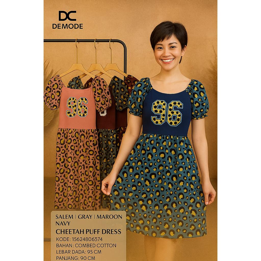 Cheetah puff  dress (AB097)