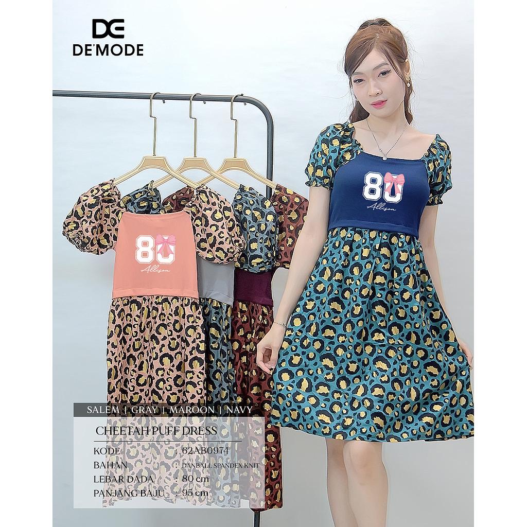 Cheetah puff  dress (AB097)