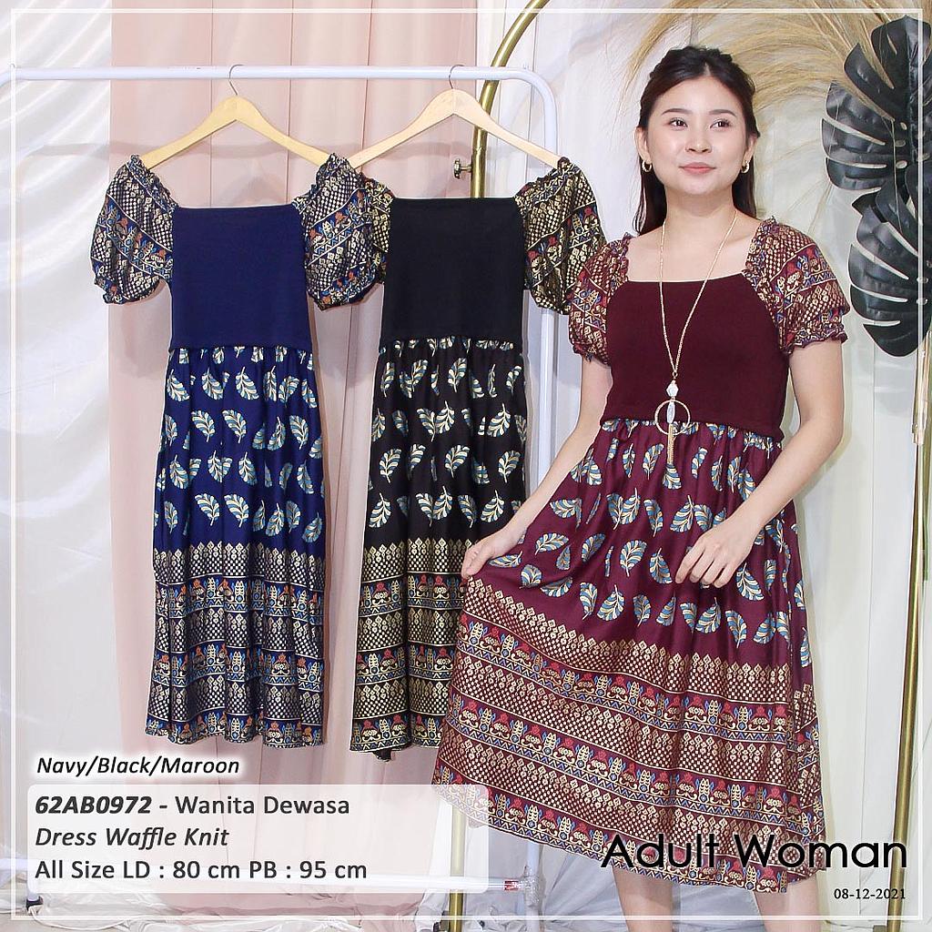 DRESS PUNDAK SABRINA TGN PDK UJ KARET PINGGANG KERUT + KALUNG