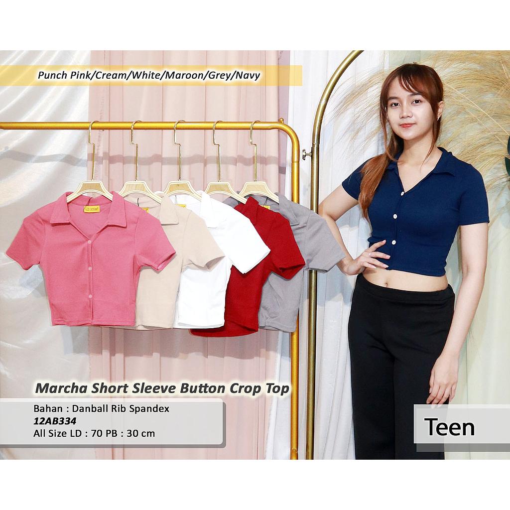 Marcha short sleeve button crop top