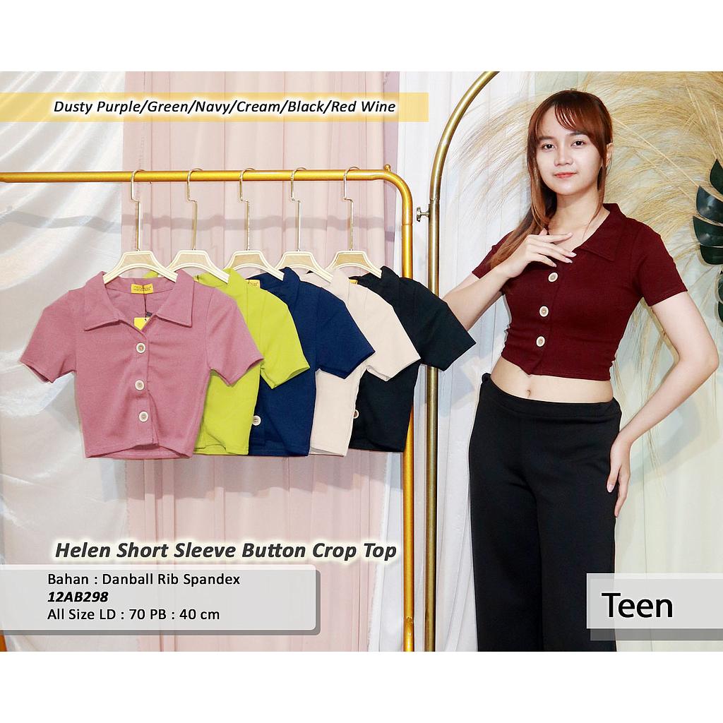 Helen short sleeve button crop top