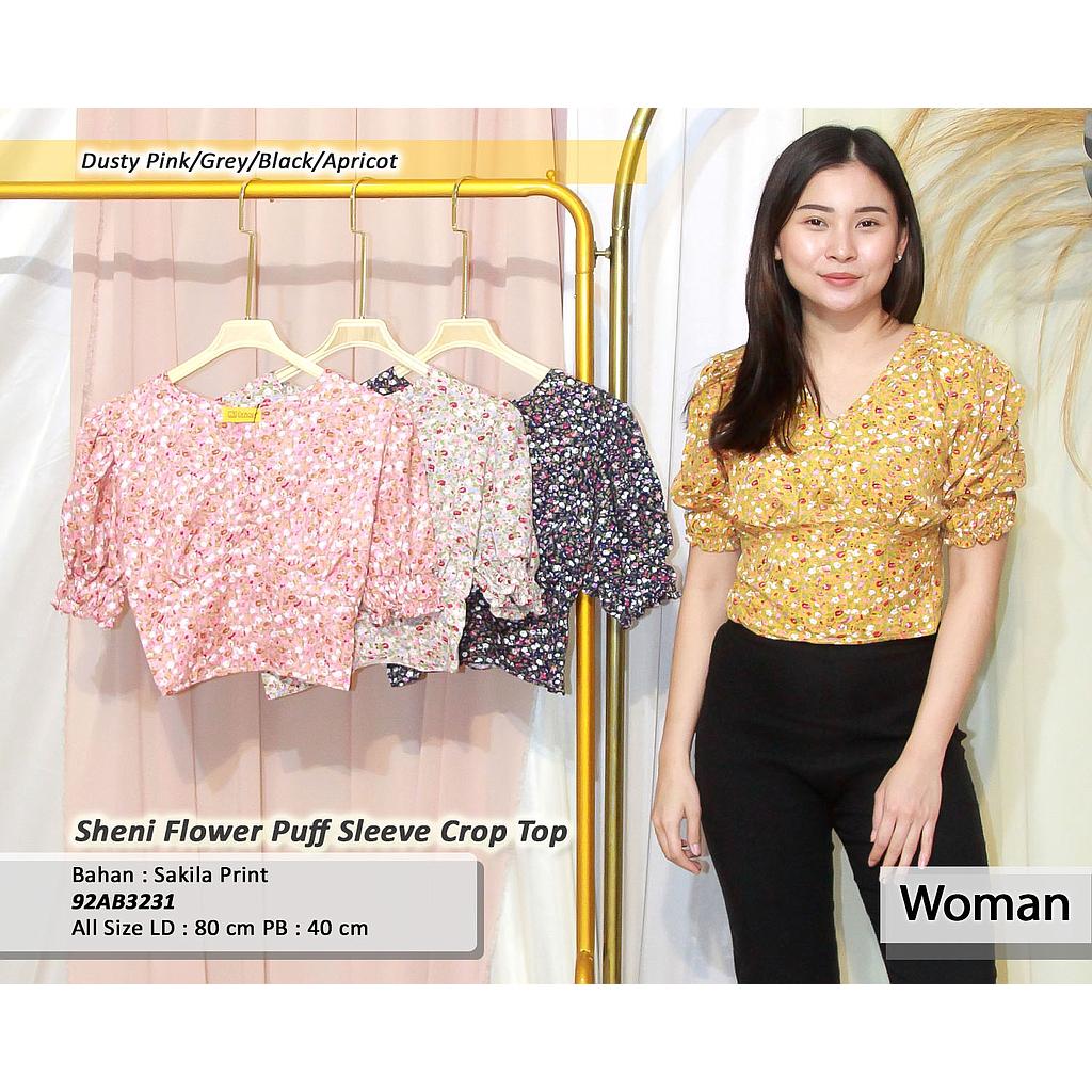 Sheni FLower Puff sleeve crop top