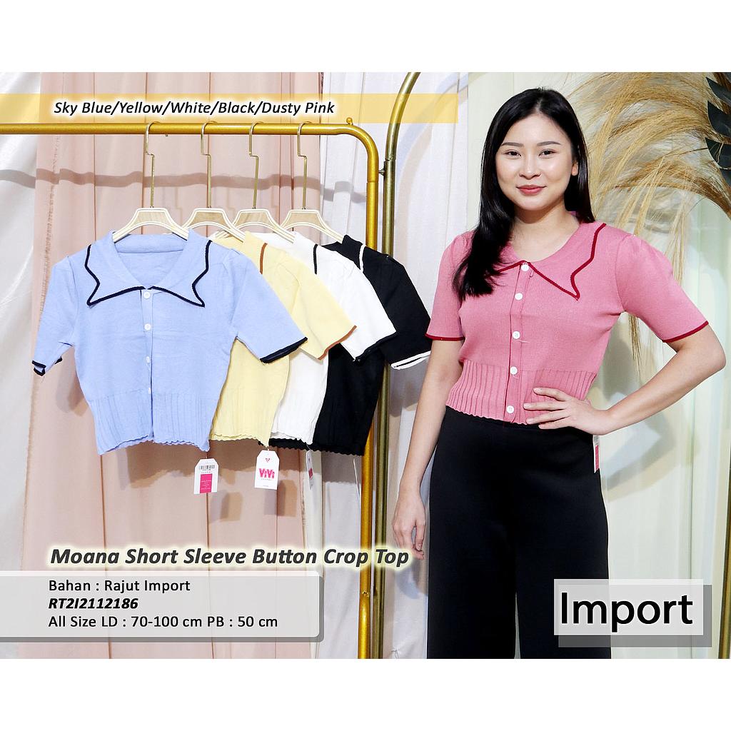 Moana short sleeve button crop top