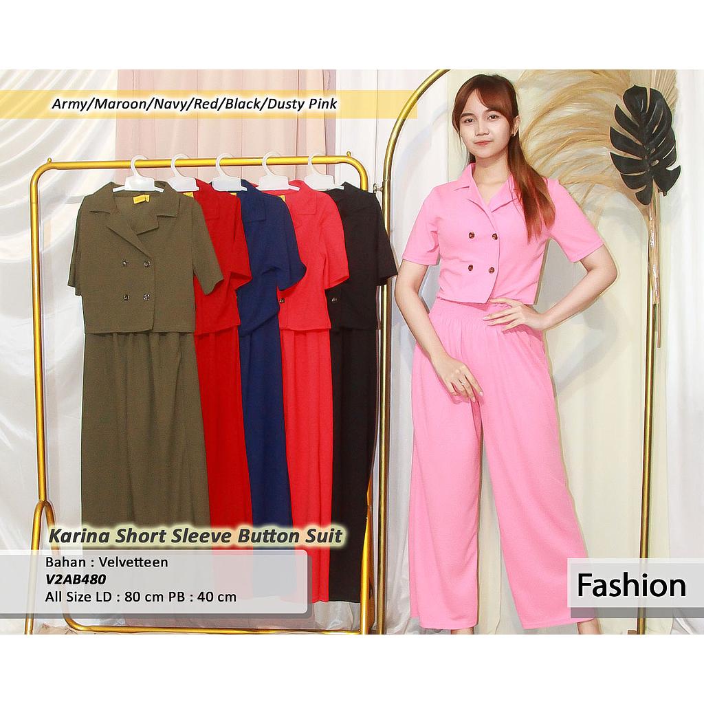 Karina short sleeve button suit