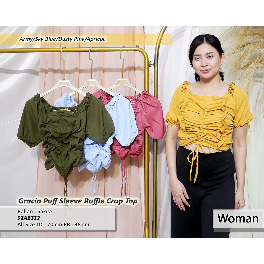 Gracia Puff sleeve ruffle Crop Top