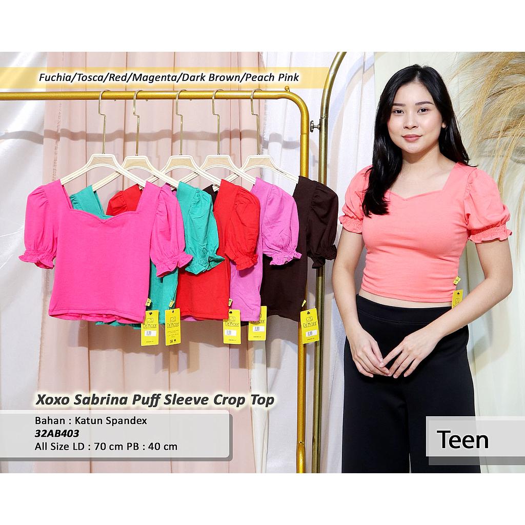 Xoxo Sabrina Puff Sleeve Crop Top