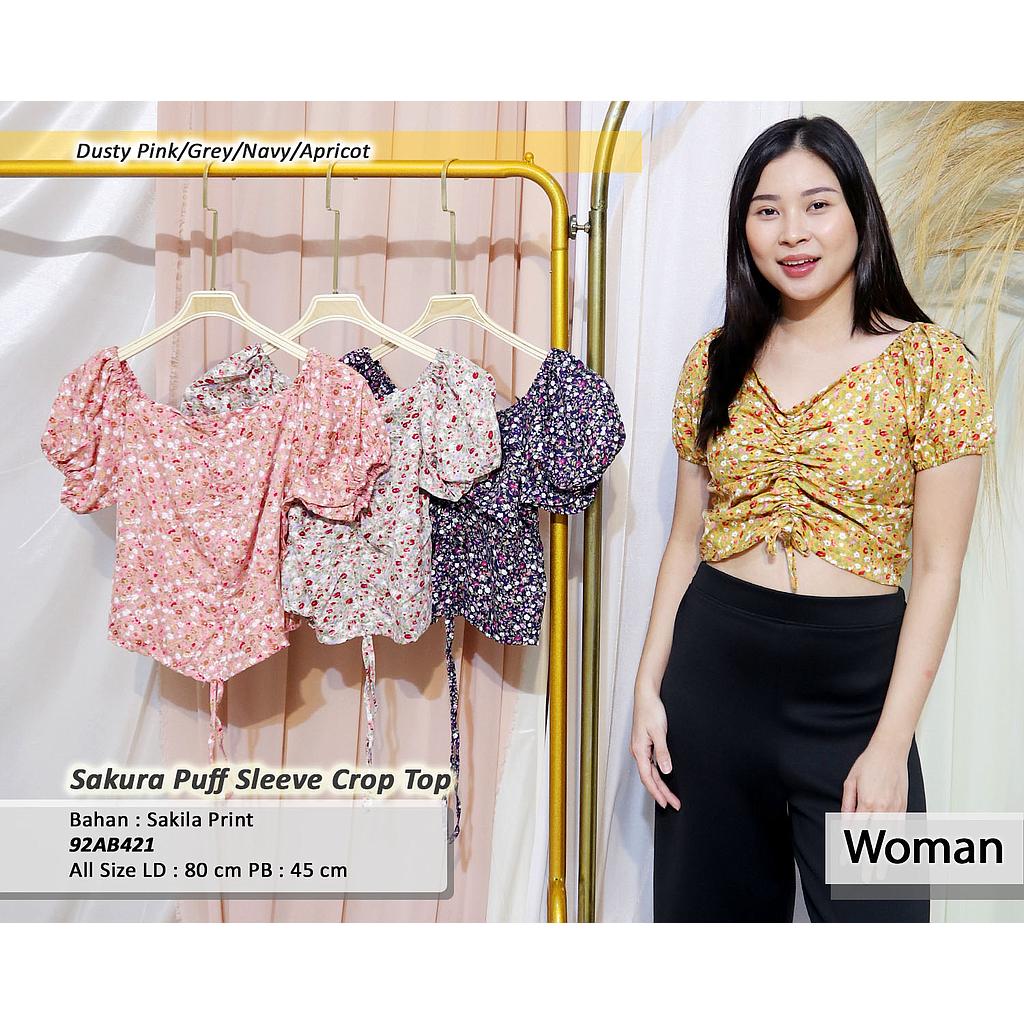 sakura puff sleeve crop top
