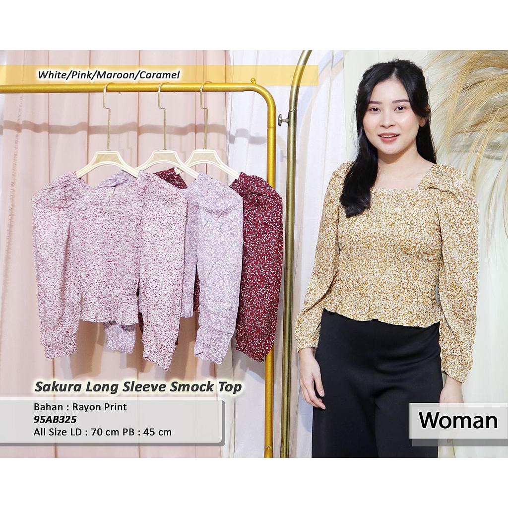 Sakura Long sleeve smock top