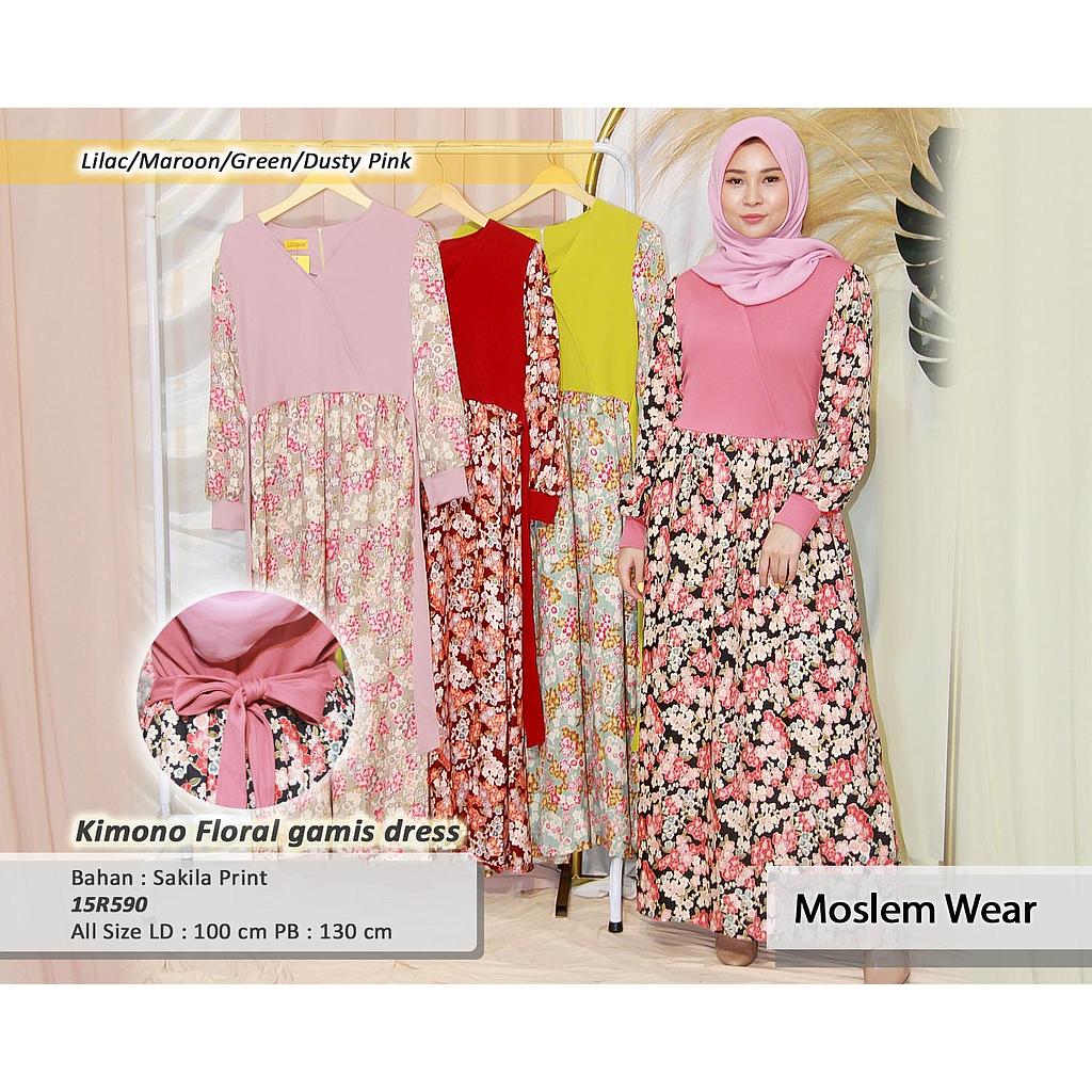 Kimono Floral Gamis dress