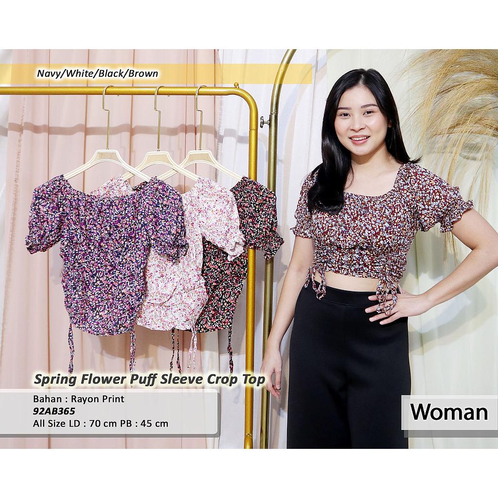 Spring Flower Puff sleeve Crop top