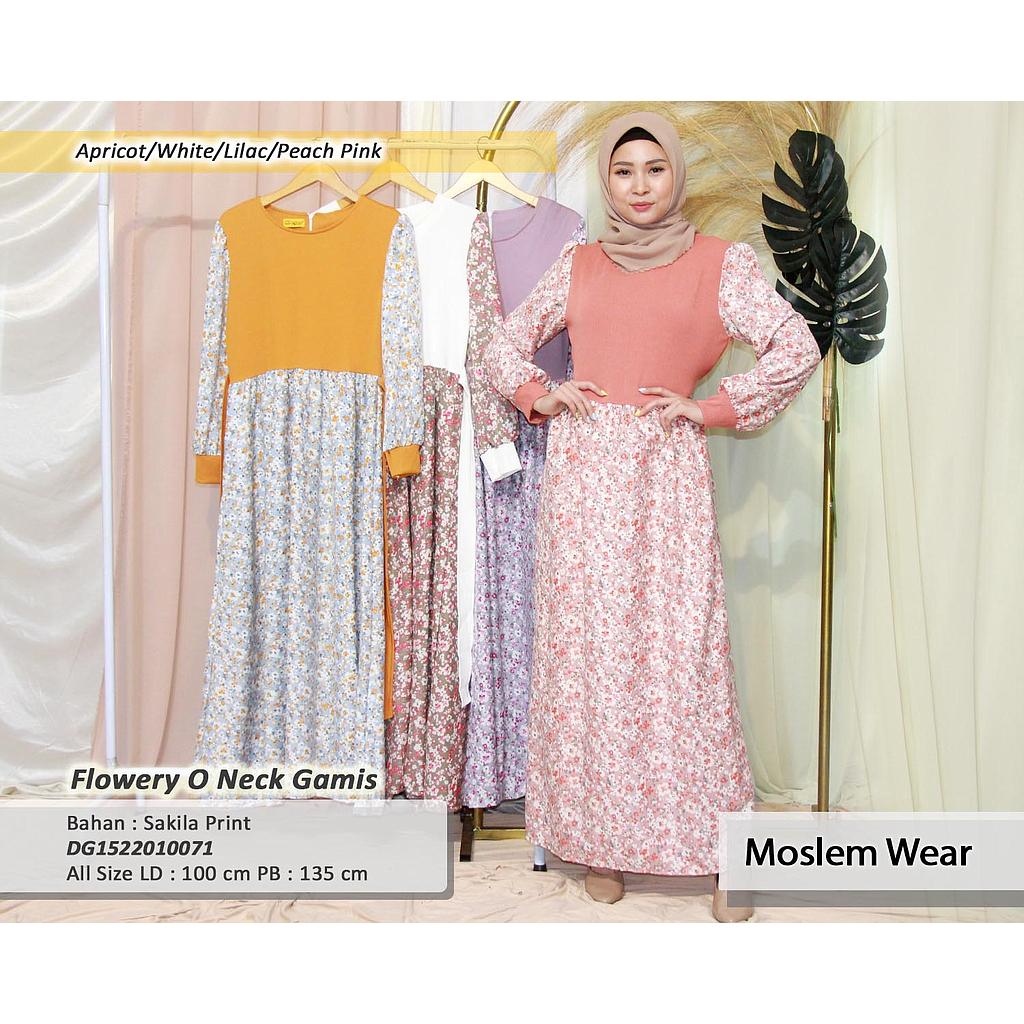 Flowery O Neck Gamis dress(DG.0071)