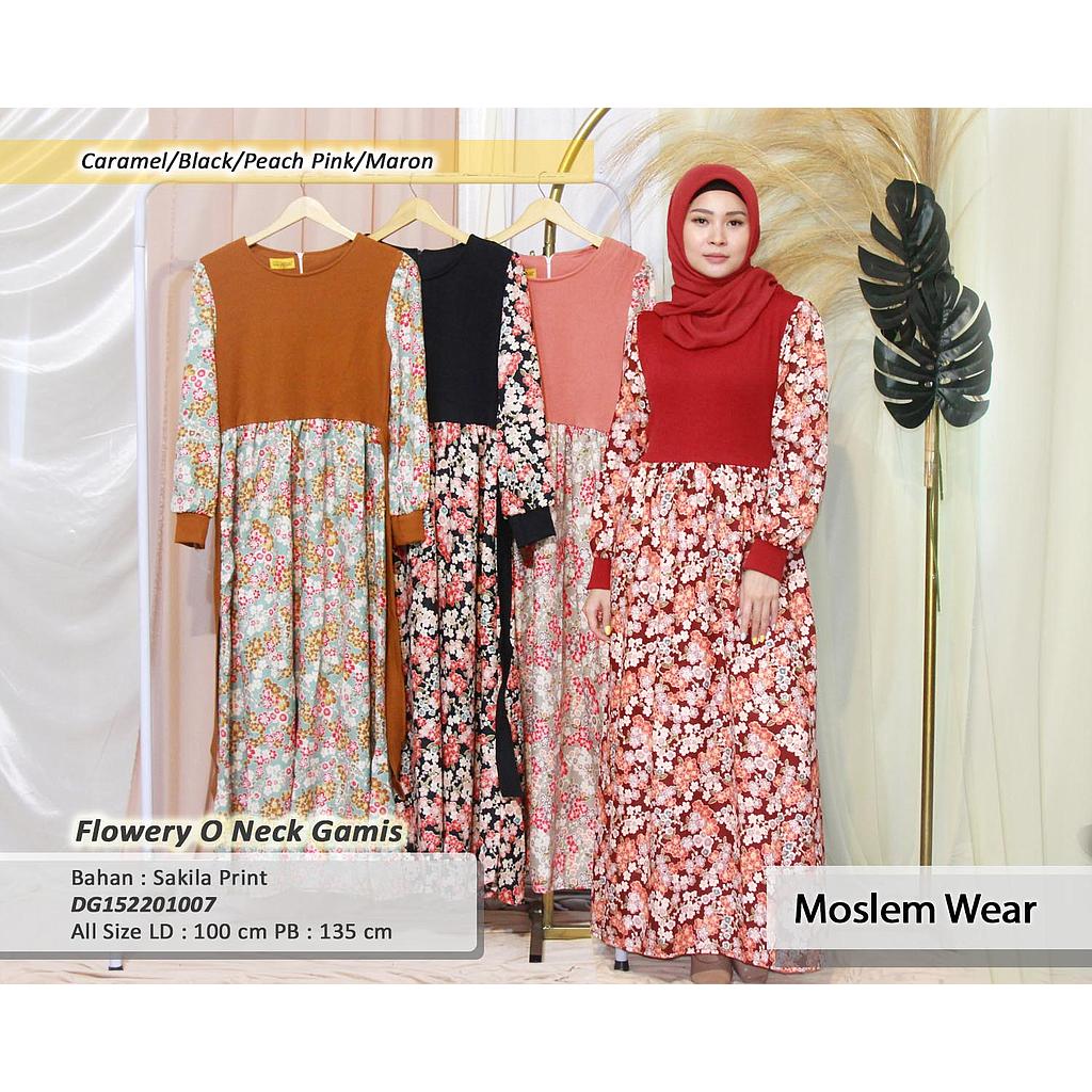Flowery O Neck gamis(DG.007)