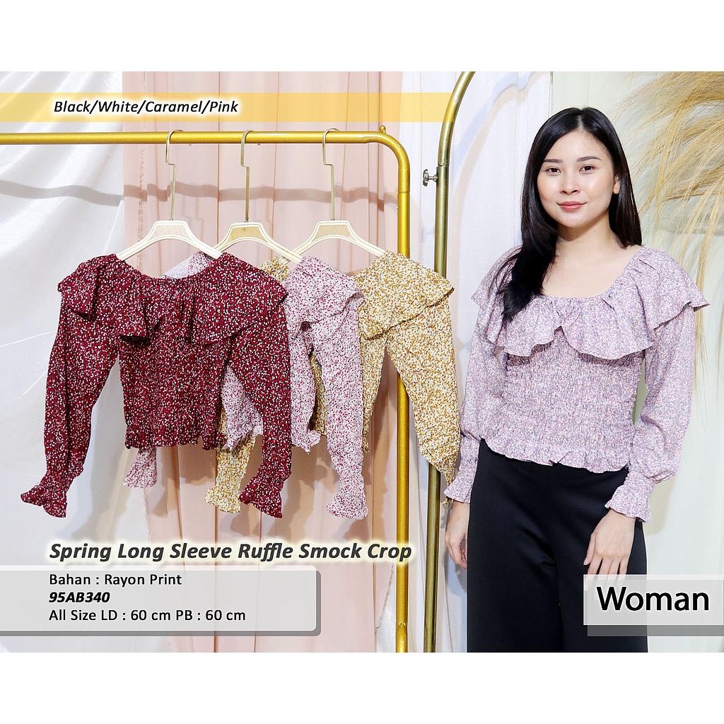 Spring Long sleeve Ruffle smock Crop