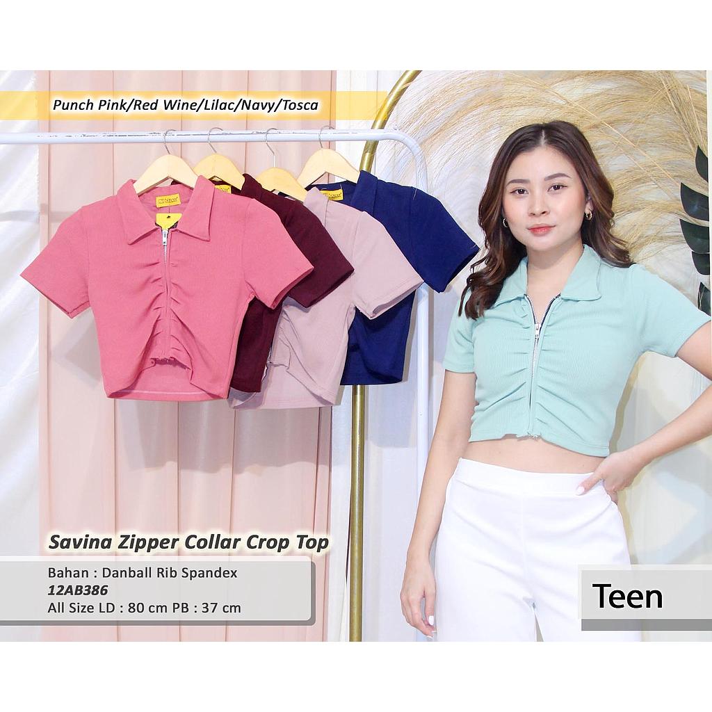 Savina Zipper Collar CropTOp
