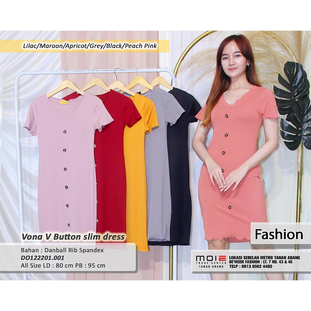 Vona V Button Slim dress