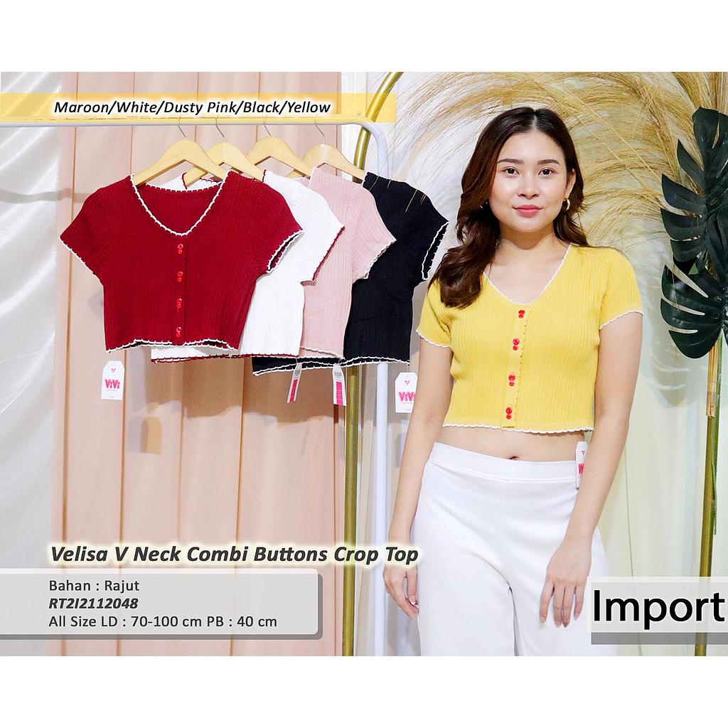 Velisa V Neck combi buttons cropTop