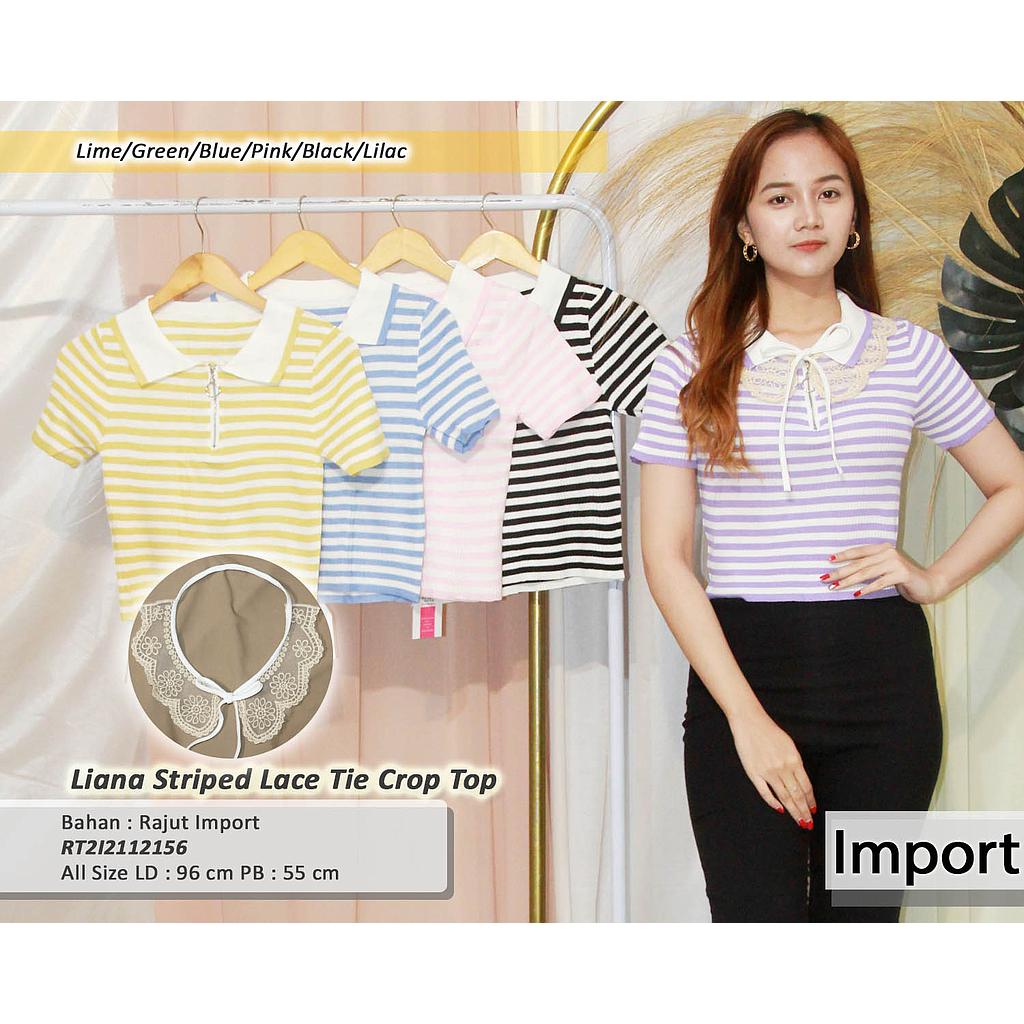 Liana Stripede Lace Tie Crop Top