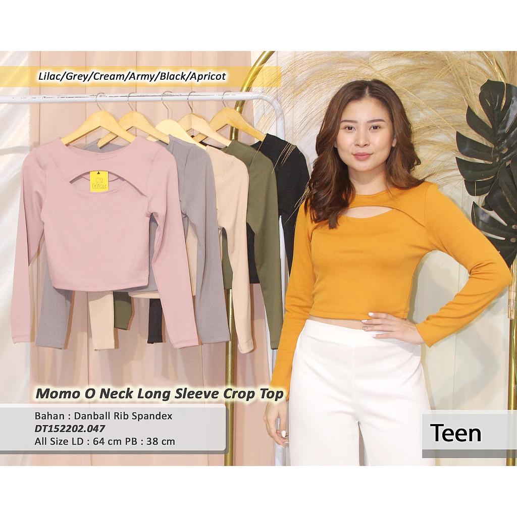 Momo O Neck long sleeve crop Top(DT.047)