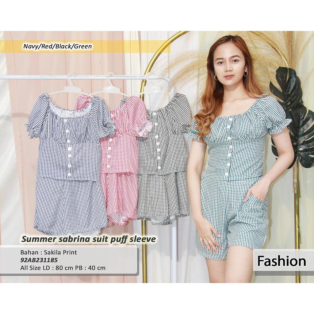 Summer sabrina suit puff sleeve