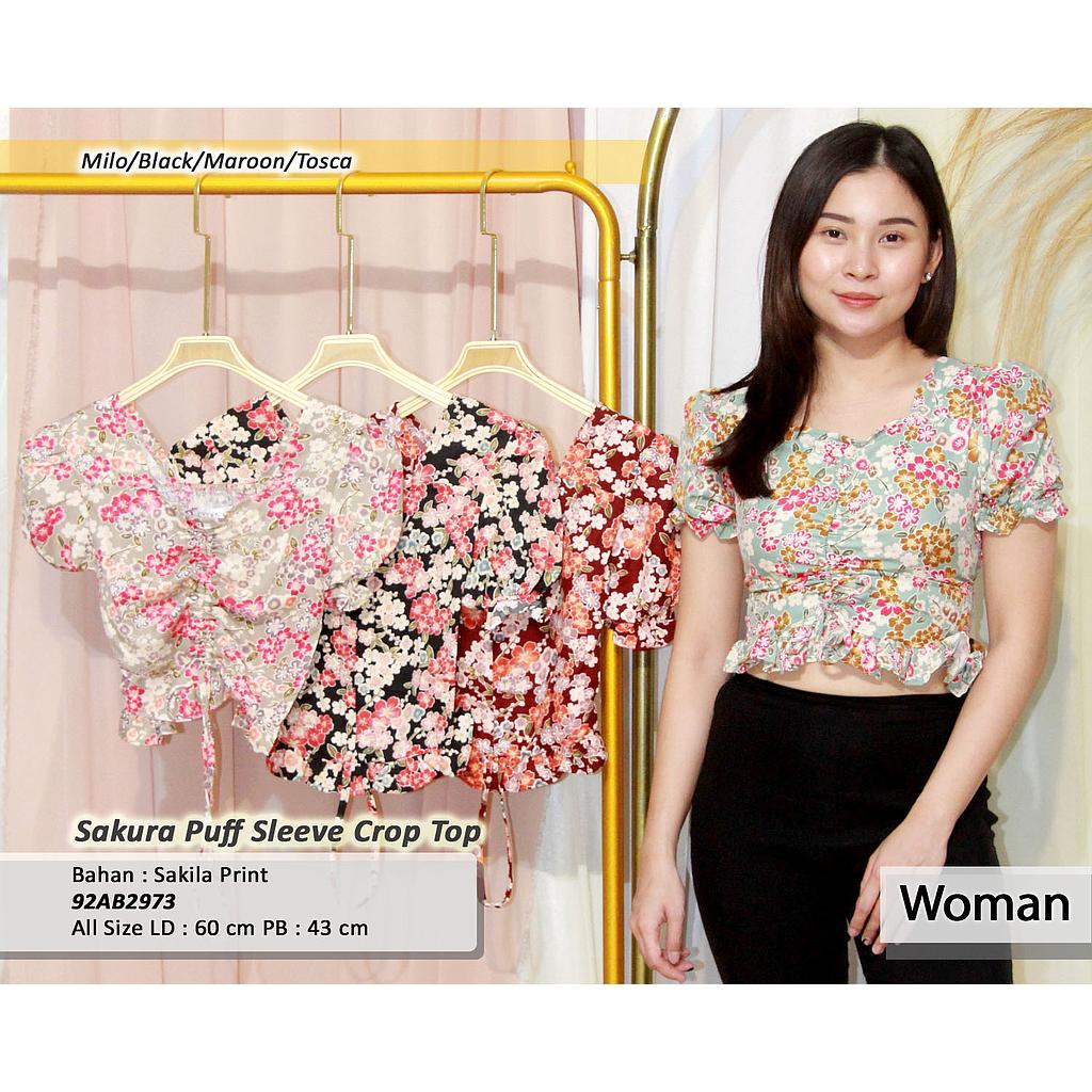Sakura puff sleeve crop top