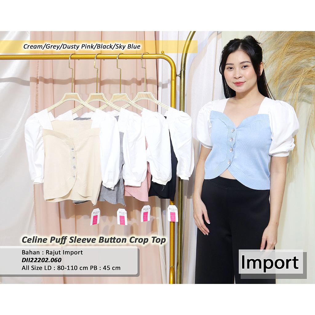 Celine puff Sleeve button crop top