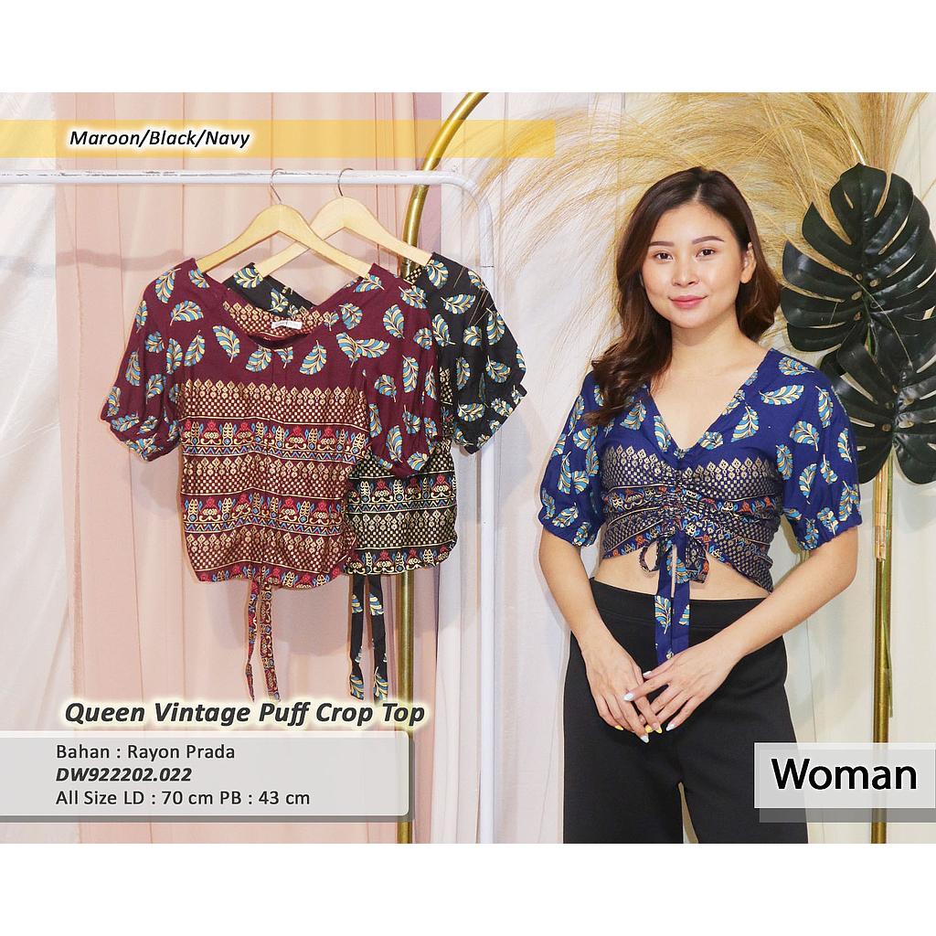 Queen Vintage Puff crop Top(DW.022)