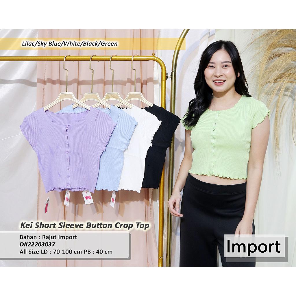 Kei short sleeve Button crop Top