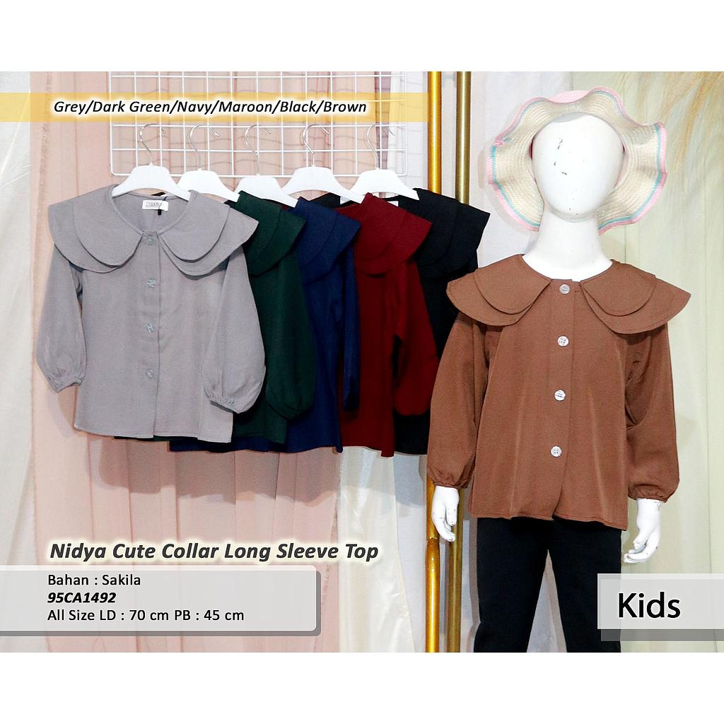 Nidya Cute Collar Long Sleeve Top 