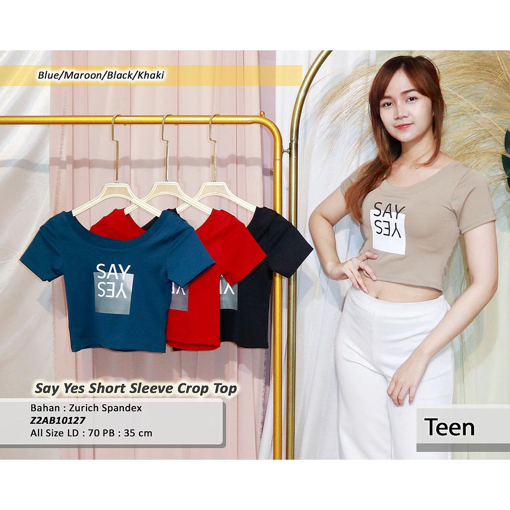 Say yes short sleeve crop top