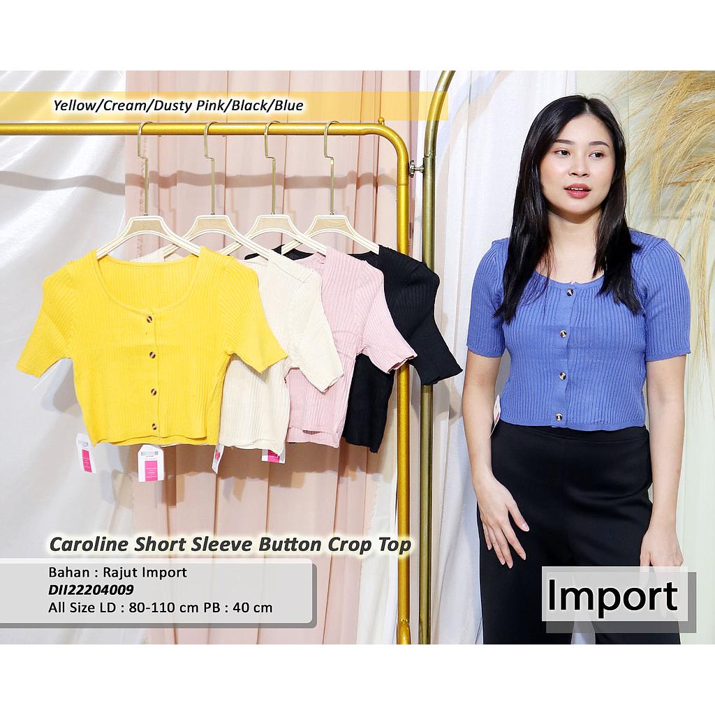 Crop Knit short sleeve Button top