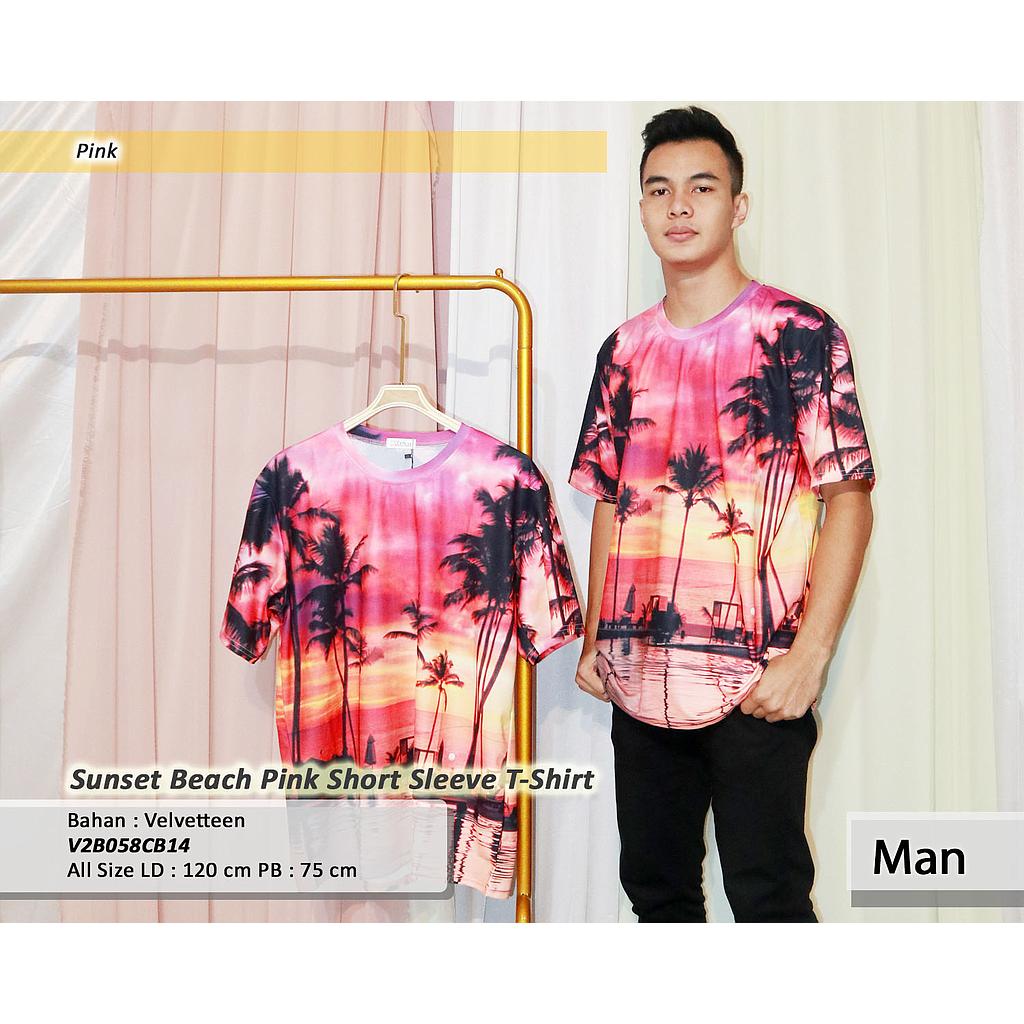 Sunset Beach Pink short sleeve T-shirt