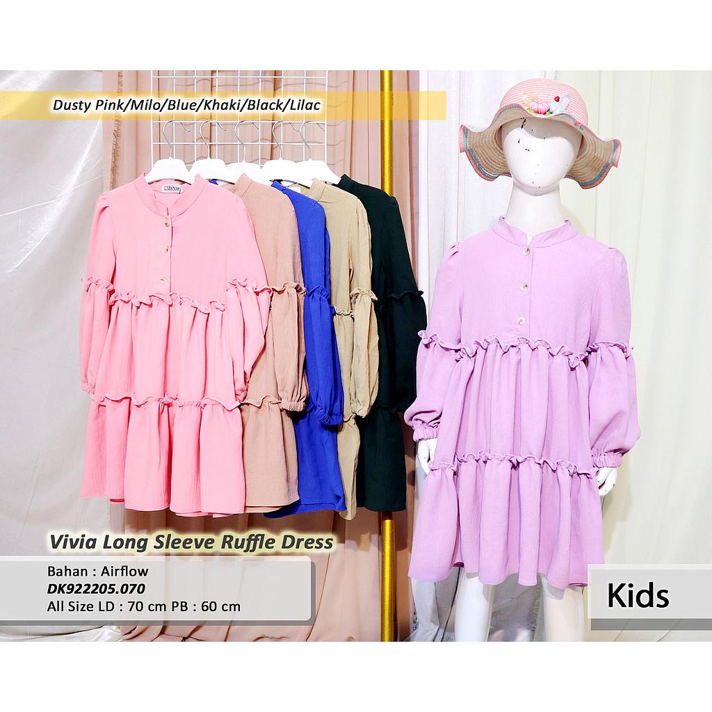 Vivia Long Sleeve Ruffle Dress(DK.070)
