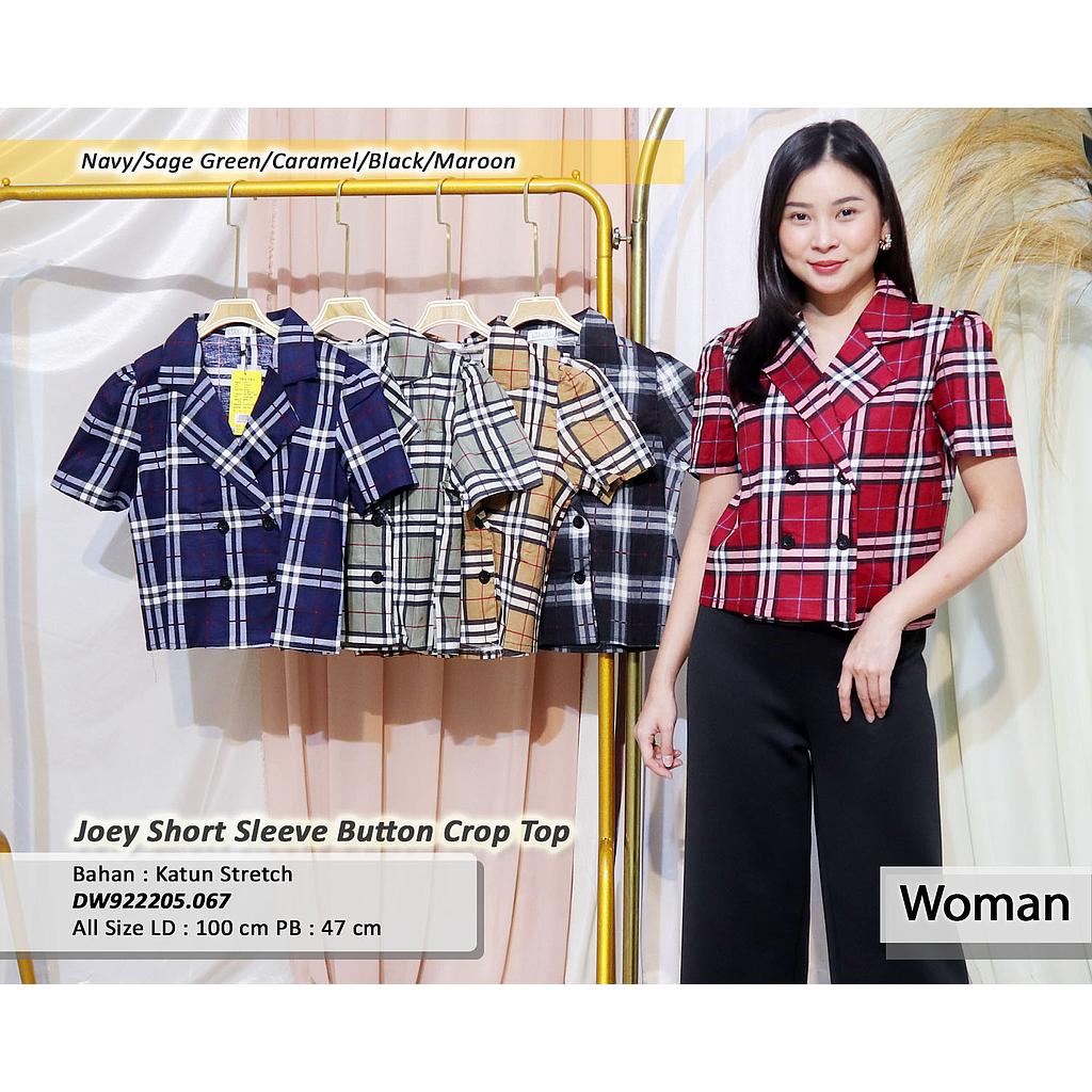 joey short sleeve  button crop top(DW.067)