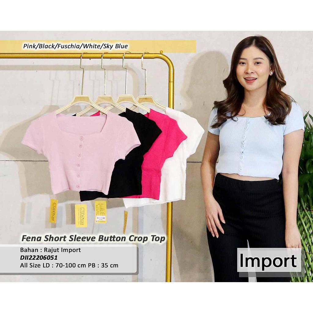 Fena Short Sleeve Button Crop Top