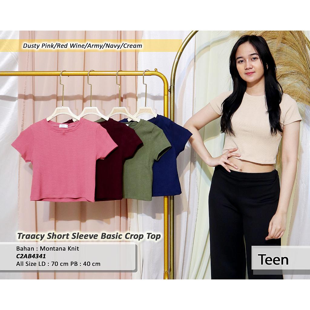 Traccey Short Sleeve Basic Crop Top(AB 3441)