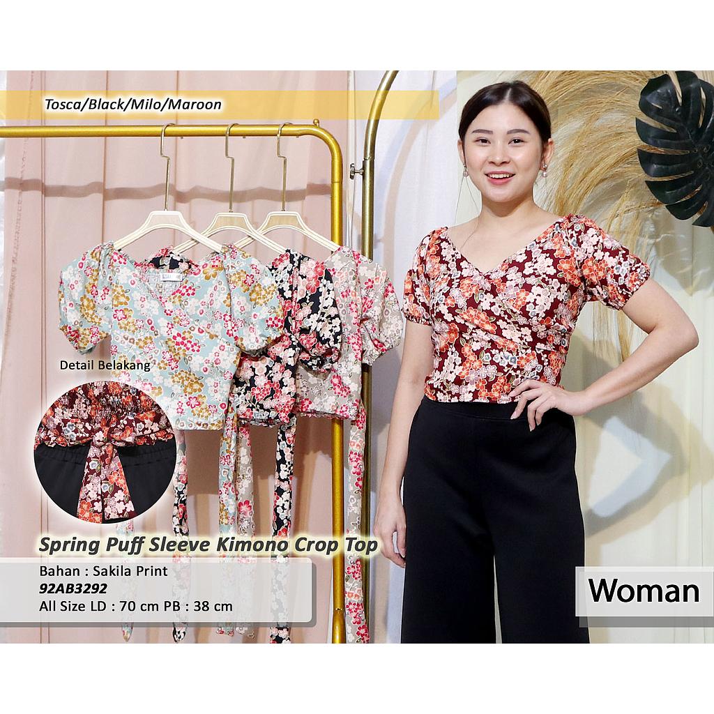 Spring Puff Sleeve Kimono Crop Top (AB 329)
