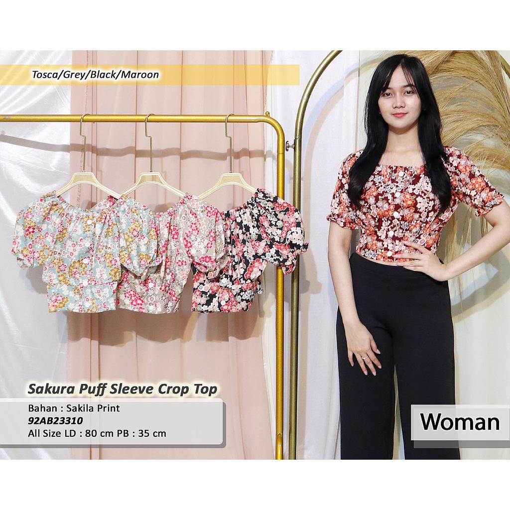 sakura puff sleeve crop top(AB 23310)