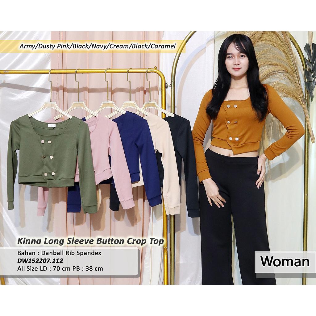 kinna long sleeve button crop top(DW.112)