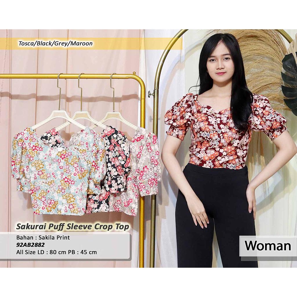 sakurai puff sleeve crop top (AB288)