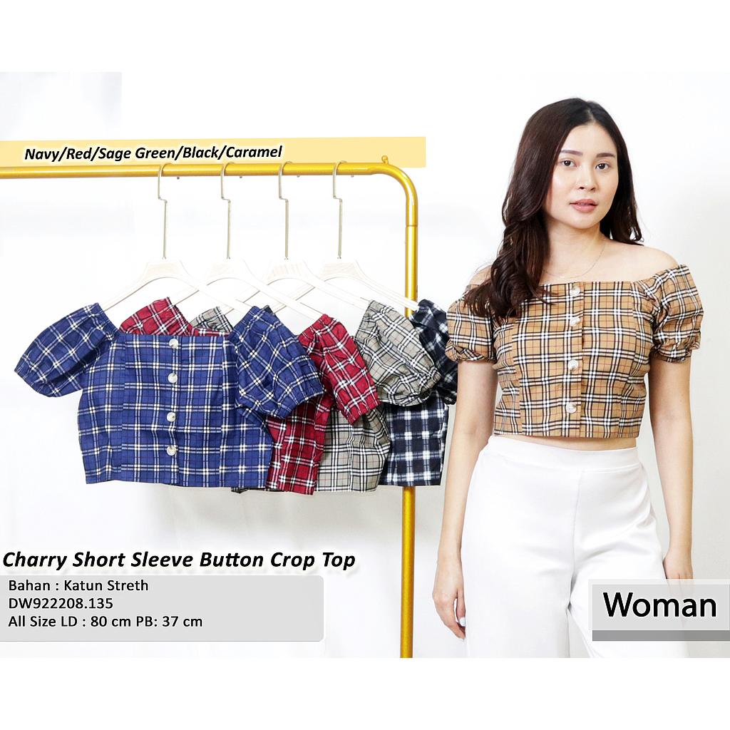 charry short sleeve button crop top(DW.135)