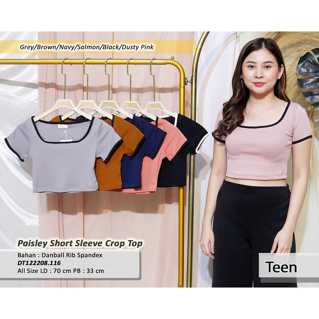 Paisley Short Sleeve Crop Top(DT.116)
