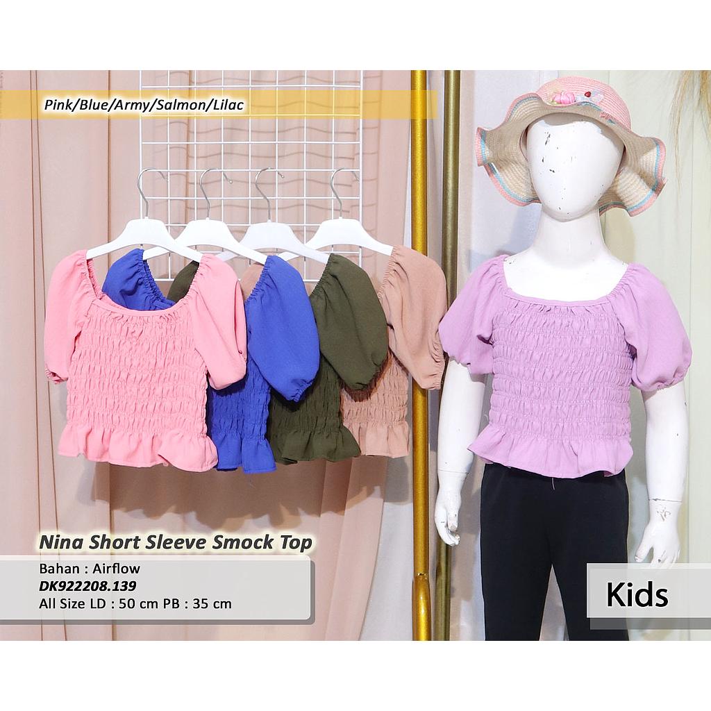Nina Short Sleeve Smock Top(DK.139)