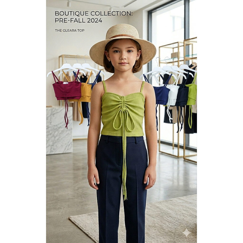 Gleara Drawstring  Crop Tank Top(DK.214)