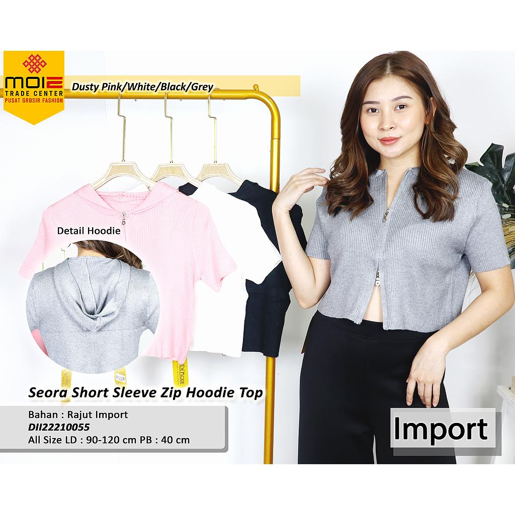 Seora short sleeve Zip Hoodie Top